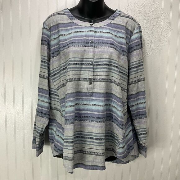 J. JILL 100% cotton 1/2 button down Blouse - Picture 1 of 5